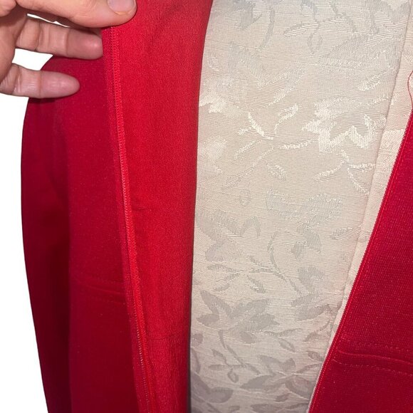 Vintage Womens Dress Size Medium Red Knit Shift Long Sleeve Zip Pockets - Picture 8 of 8